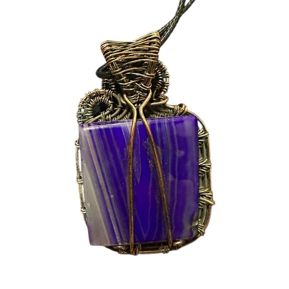 Handcrafted Purple Wire-Wrapped Pendant Necklace - Picture 2 of 3